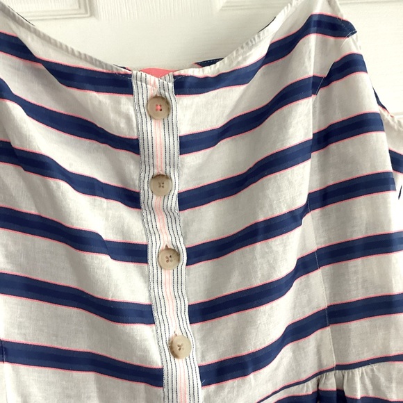 Joules striped midi dress. Plus size 22. Blue, white, and neon pink. - Picture 3 of 4